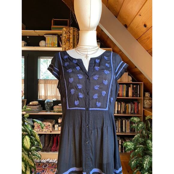 Vintage Embroidered Dress Sheer Black - Picture 4 of 11